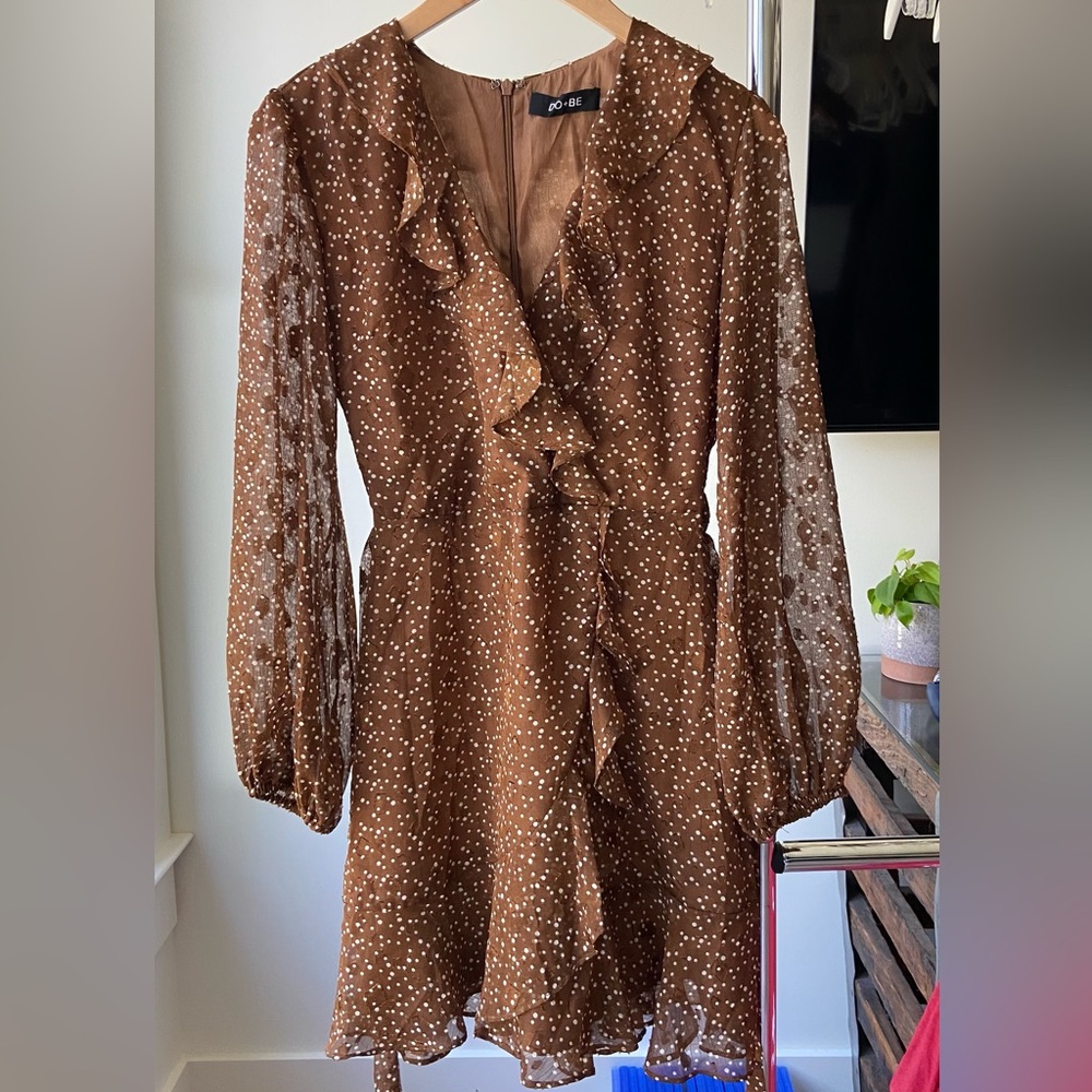 DO+BE Brown Wrap Dress size small